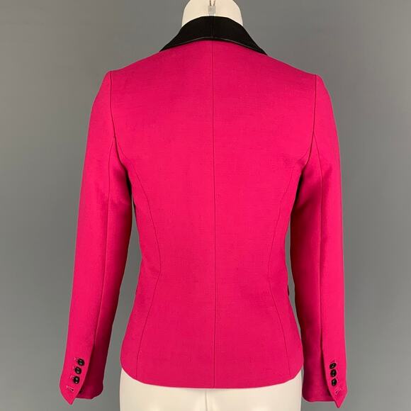 MILLY Size 0 Fuchsia Black Polyester Wool Jacket Blazer - Picture 3 of 7